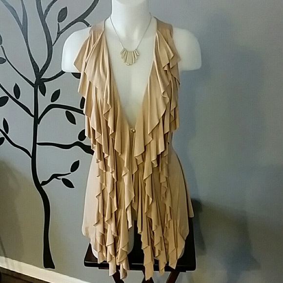 Tops - Ruffled Tan Cardigan